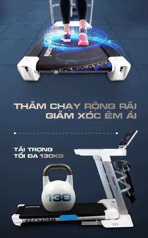 Máy Chạy Bộ Zasami KZ-C2205M - Động Cơ 3HP, Tập Đa Dạng, Hệ Thống Giảm Chấn, Khung Chắc Chắn, Hỗ Trợ 130kg, Tùy Chỉnh Bài Tập