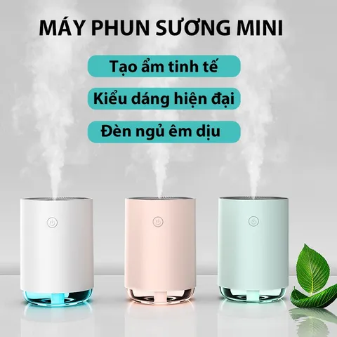 Máy Phun Sương Tạo Ẩm Mini Jiashi MPS02 Có Đèn LED - Dung Tích 220ml, Tinh Dầu Thơm, Thiết Kế Hiện Đại, Tạo Độ Ẩm Lý Tưởng