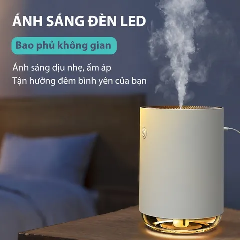 Máy Phun Sương Tạo Ẩm Mini Jiashi MPS02 Có Đèn LED - Dung Tích 220ml, Tinh Dầu Thơm, Thiết Kế Hiện Đại, Tạo Độ Ẩm Lý Tưởng