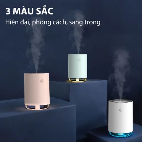 Máy Phun Sương Tạo Ẩm Mini Jiashi MPS02 Có Đèn LED - Dung Tích 220ml, Tinh Dầu Thơm, Thiết Kế Hiện Đại, Tạo Độ Ẩm Lý Tưởng
