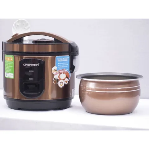 Nồi cơm điện Chefman CM-1212 1.2L - Thiết kế hiện đại màu vàng đồng, dễ sử dụng cho gia đình nhỏ hoặc người độc thân