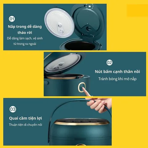 Nồi Cơm Điện Hẹn Giờ Chống Dính Bear DFB-P30R3 - Đa Năng 3L, Nấu Cơm, Cháo, Canh, Giữ Ấm 24h - Tiện Ích Cho Gia Đình