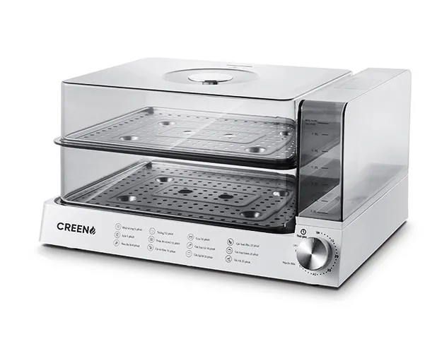 Nồi Hấp Điện Đa Năng Creen CR-135CF - 13.5L, 1200W, Giải Pháp Nấu Ăn An Toàn Giữ Dưỡng Chất, Hấp Thực Phẩm Nguyên Cả Con