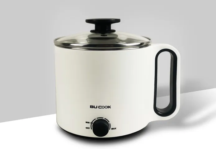 Nồi Lẩu Điện Mini Bu Cook BNP6868 1.5L - Công Suất 900W, Chống Dính, Dành Cho Nhóm 2-3 Người, Màu Trắng Hiện Đại