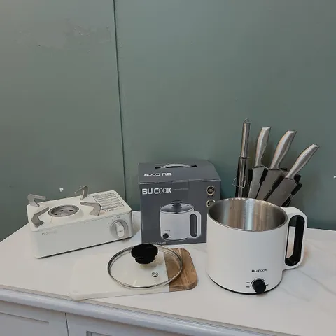 Nồi Lẩu Điện Mini Bu Cook BNP6868 1.5L - Công Suất 900W, Chống Dính, Dành Cho Nhóm 2-3 Người, Màu Trắng Hiện Đại