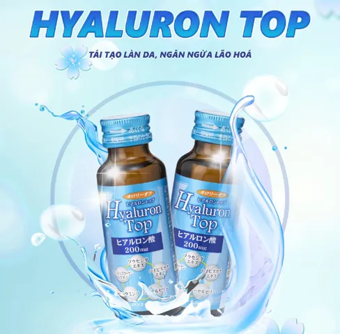 Nước Uống Làm Đẹp Da Hyaluron Top Shinnippai - Cấp Nước, Tăng Độ Ẩm, Ngăn Ngừa Nếp Nhăn (Hộp 10 Chai 50ml)
