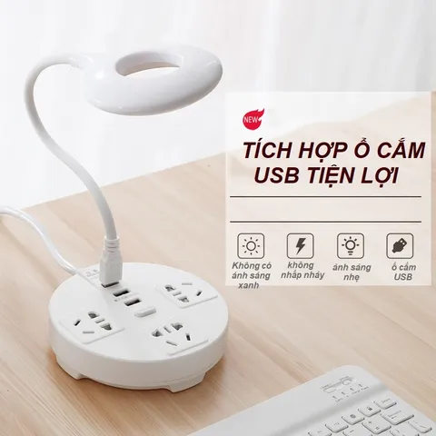 Ổ cắm đa năng Jiashi OCD05 với sạc USB, dây dài 2.8m và giá để điện thoại - Thiết bị tiện lợi cho gia đình