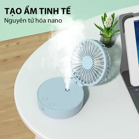 Quạt Mini Phun Sương Kết Hợp Đèn Ngủ Jiashi QMN03 - Quạt Cầm Tay Đa Năng Xông Tinh Dầu Nhiều Màu Sắc, 3 Tốc Độ Gió