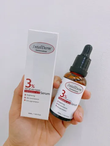 Serum IntelDerm Trane.xamic Acid 3% 30ml - Hỗ trợ cải thiện nám, tàn nhang, phục hồi da tổn thương, làm sáng da, dưỡng ẩm tự nhiên