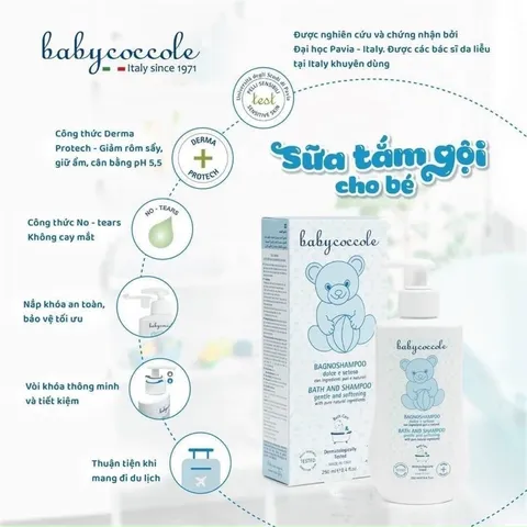 Sữa Tắm Gội Chiết Xuất Hoa Sen Babycoccole Cho Bé 0M+ - An Toàn, Không Cay Mắt, Giúp Da Mịn Màng và Ngăn Ngừa Rôm Sảy