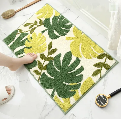 Thảm Lau Chân Sợi Len Họa Tiết Ghome TC01 Garden - Thấm Hút Tốt, Chống Trơn Trượt, Dễ Vệ Sinh, Kích Thước 40x60cm và 50x80cm