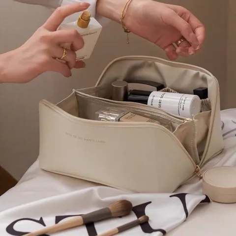 Túi Đựng Mỹ Phẩm Du Lịch Bằng Da PU Cao Cấp - Thiết Kế Sang Trọng, Nhiều Ngăn Tiện Lợi, Đồ Du Lịch Bền Đẹp
