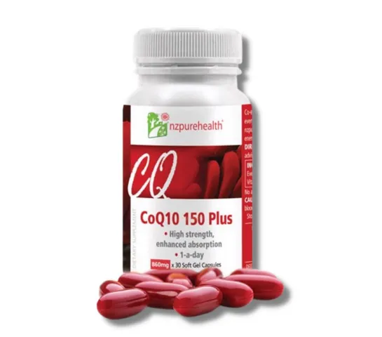 Viên uống CoQ10 150mg Plus NZPurehealth - Hỗ trợ sức khỏe tim mạch, chống oxy hóa, bảo vệ tế bào - Lọ 30 viên