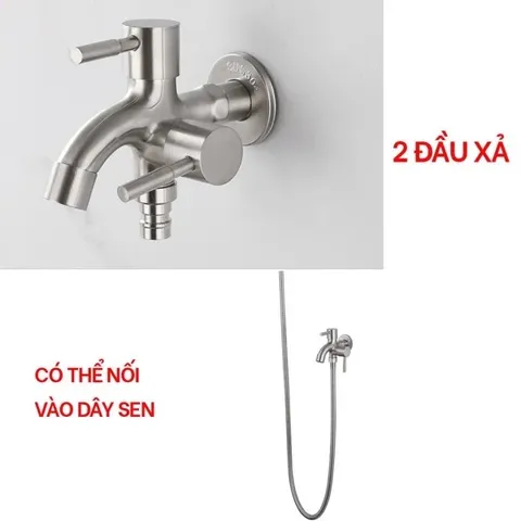 Vòi Củ Sen Lạnh 2 Đầu Xả Inox 304 Hobby Home Decor CS1 - Thiết Kế Đa Năng Dùng Cho Nước Lạnh, Tiện Lợi Và Sang Trọng