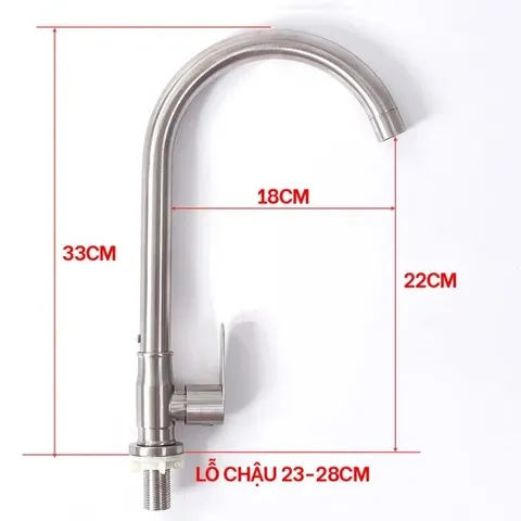 Vòi Rửa Chén Lạnh HOBBY Home Decor RL1 - Inox 304, Thiết Kế Nhỏ Gọn, Phù Hợp Với Chậu Rửa 2.5-3.5cm, Logo HOBBY Chất Lượng Cao