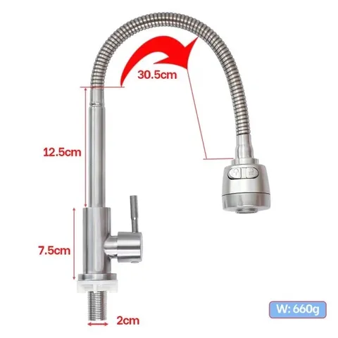 Vòi Rửa Chén Lạnh Lò Xo HOBBY Home Decor LXL - Thiết Kế Đa Năng, Phun Mạnh và Phun Đều, Dây Nóng Lạnh 60cm, Chất Liệu Inox 304