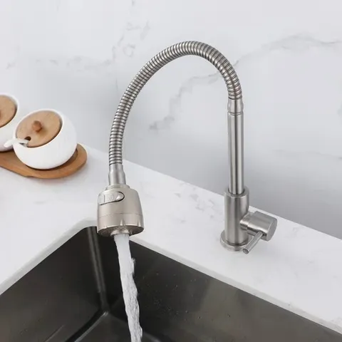 Vòi Rửa Chén Lạnh Lò Xo HOBBY Home Decor LXL - Thiết Kế Đa Năng, Phun Mạnh và Phun Đều, Dây Nóng Lạnh 60cm, Chất Liệu Inox 304