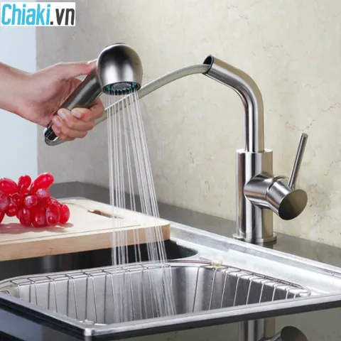 Vòi Rửa Chén Nóng Lạnh Dây Kéo Hobby Home Decor VDR2 - Inox 304 Cao Cấp, Thiết Kế Sang Trọng Cho Phòng Bếp