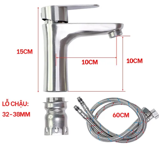 Vòi Lavabo Nóng Lạnh Hobby VRM2 Inox 304 Chống Gỉ - Thiết Kế Tiết Kiệm Nước, Dễ Sử Dụng Cho Bồn Rửa Mặt