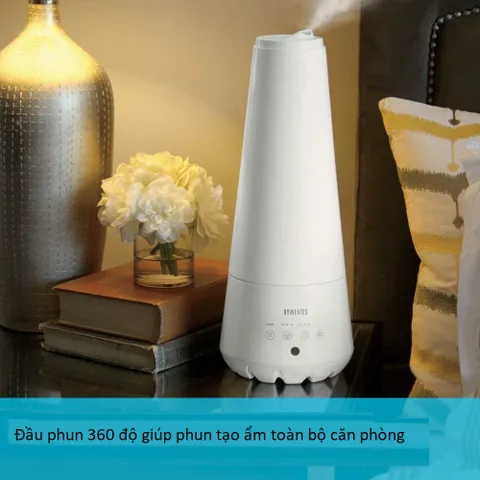 Máy tạo ẩm và khuếch tán tinh dầu HoMedics UHE-WM10 2 trong 1 - Phun sương ấm/lạnh, điều khiển từ xa, bảo vệ sức khỏe, thiết kế hiện đại