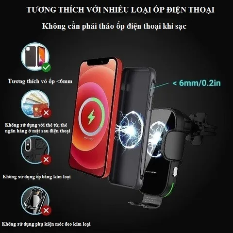 Bộ Sạc Không Dây Trên Ô Tô 15W ZicBee MGA041 - Sạc Nhanh Qi Tương Thích Mọi Điện Thoại, Thiết Kế Thông Minh, Bảo Vệ An Toàn