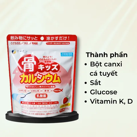 Bột Canxi Cá Tuyết Vị Dâu Fine Japan - Hỗ Trợ Phát Triển Xương Răng Chắc Khỏe Cho Trẻ Em Và Bà Bầu, Dễ Uống, Dinh Dưỡng Tối Ưu