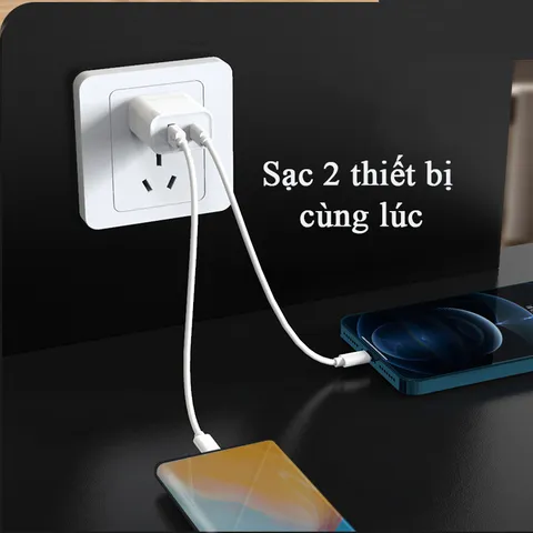 Củ Sạc Nhanh 2in1 PD 20W QC 18W - Sạc USB-C và USB-A cho Điện Thoại, Máy Tính Bảng, Laptop - Thiết Kế Nhỏ Gọn, An Toàn, Tương Thích Nhiều Thiết Bị