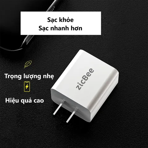 Củ Sạc Nhanh Mini 20W PD 3.0 zicBee MGA016 - Sạc Tốc Độ Cao cho Điện Thoại, iPad, Airpods, Apple Watch, Thiết Kế Gọn Nhẹ, USB-C