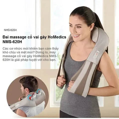 Đai Massage Cổ Vai Gáy Shiatsu HoMedics NMS-620H - Thiết Bị Massage 3D Có Nhiệt Hồng Ngoại, Hỗ Trợ Giảm Đau Mỏi