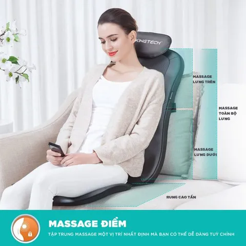 Đệm Ghế Massage Lưng 3D KINGTECH KC-500S - Thiết Kế Công Thái Học, Công Nghệ Shiatsu Hiện Đại, Giải Pháp Thư Giãn Tối Ưu