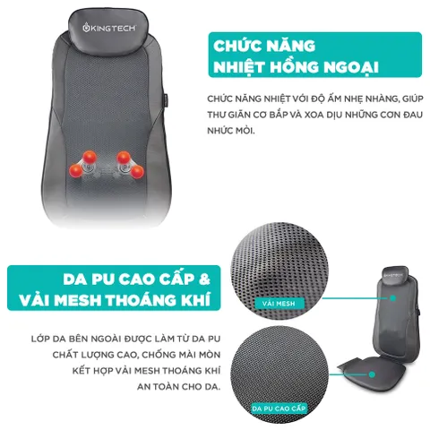 Đệm Ghế Massage Lưng 3D KINGTECH KC-500S - Thiết Kế Công Thái Học, Công Nghệ Shiatsu Hiện Đại, Giải Pháp Thư Giãn Tối Ưu