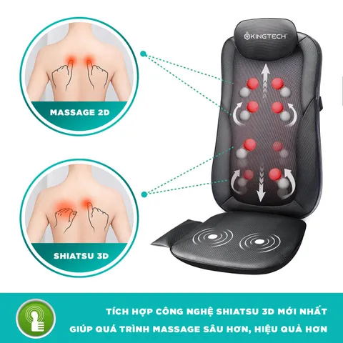 Đệm Ghế Massage Lưng 3D KINGTECH KC-500S - Thiết Kế Công Thái Học, Công Nghệ Shiatsu Hiện Đại, Giải Pháp Thư Giãn Tối Ưu