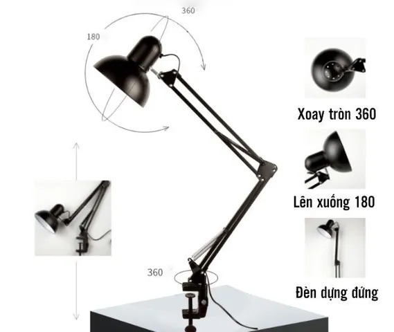 Đèn Bàn Gấp Gọn PIXAR LED Chống Cận Kèm Kẹp - Thiết Kế Thông Minh, Nhiều Màu Sắc, Thay Thế Bóng Dễ Dàng