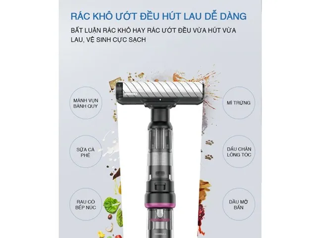 Máy hút bụi khô ướt không dây Tiross TS9307 - Dọn dẹp hiệu quả mọi vết bẩn cứng đầu trong gia đình, thiết kế thông minh, tiện lợi.