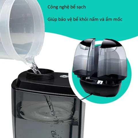Máy Phun Sương Khuếch Tán Tinh Dầu HoMedics UHE-WM130-BK - Công Nghệ Ultrasonic, Kháng Khuẩn, Điều Chỉnh Độ Ẩm, Phù Hợp Mọi Không Gian