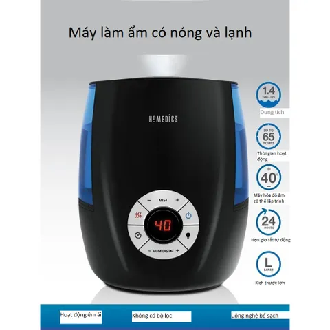 Máy Tạo Độ Ẩm Siêu Âm Khử Khuẩn HoMedics UHE-WM68 - Công Nghệ Phun Sương Lạnh/Nóng, Tăng Cường Chất Lượng Không Khí, Bảo Hành 2 Năm
