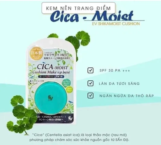 Phấn Nước Cica Moist Cushion Make Up Base SPF30 PA++++ Nhật Bản - Lớp Nền Tự Nhiên, Chống Nắng, Dưỡng Da Mịn Màng