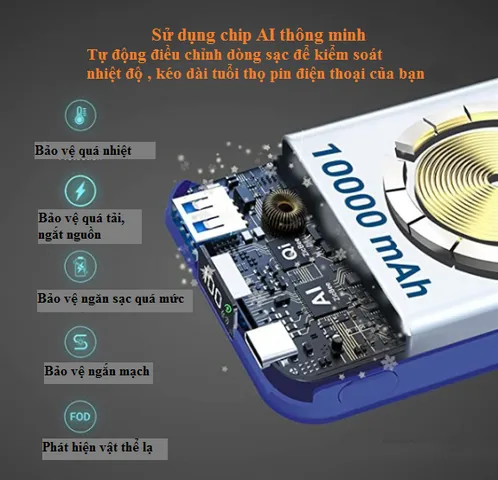 Sạc Dự Phòng Không Dây MagSafe 10000mAh MGA181 - Sạc Nhanh 22.5W, USB-C, Thiết Kế Nhỏ Gọn, Tích Hợp Chip AI Bảo Vệ