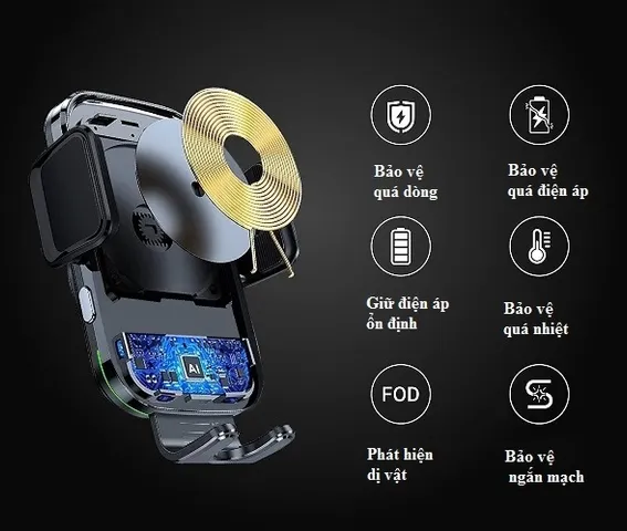 Bộ Sạc Không Dây Trên Ô Tô 15W ZicBee MGA041 - Sạc Nhanh Qi Tương Thích Mọi Điện Thoại, Thiết Kế Thông Minh, Bảo Vệ An Toàn