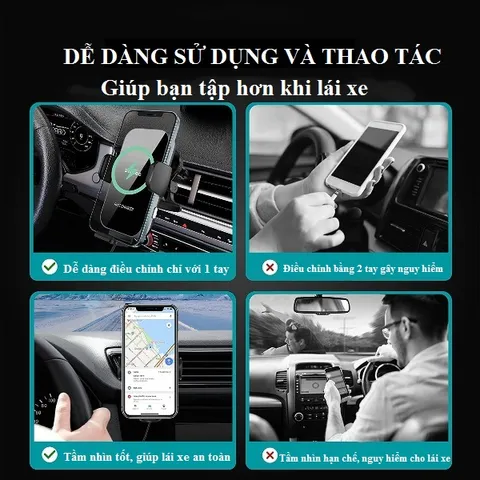 Bộ Sạc Không Dây Trên Ô Tô 15W ZicBee MGA041 - Sạc Nhanh Qi Tương Thích Mọi Điện Thoại, Thiết Kế Thông Minh, Bảo Vệ An Toàn