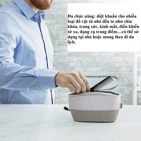 Túi Khử Khuẩn Tia UV HoMedics SAN-B100 - Thiết Bị Kháng Khuẩn Hỗ Trợ Sạc Pin, Khử Khuẩn Đồ Vật Nhanh Chóng, Bảo Hành 5 Năm