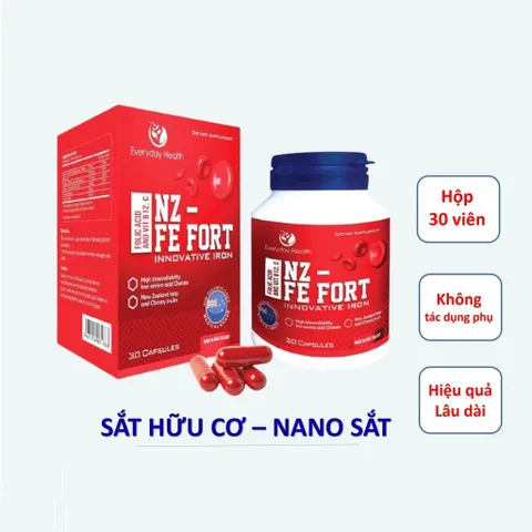 Viên uống hỗ trợ bổ sung sắt hữu cơ NZ-FE Fort - Tăng cường sức đề kháng và cải thiện thiếu máu - Hộp 30 viên