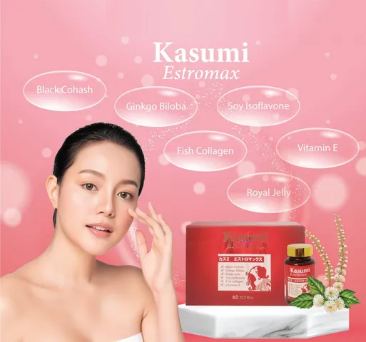 Viên uống Kasumi Estromax - Hỗ trợ cân bằng nội tiết tố nữ, duy trì vẻ đẹp và sức khỏe cho phụ nữ 30+
