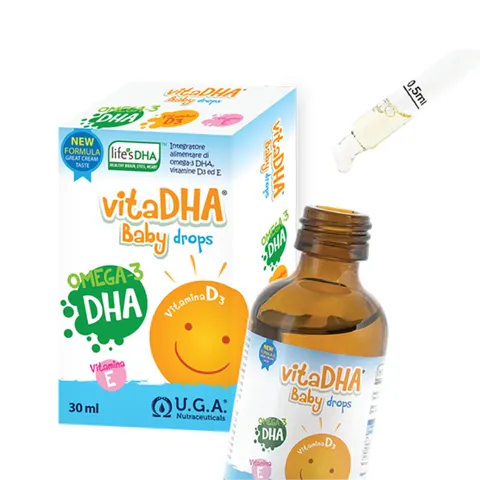 Baby Drops VitaDHA dạng giọt cho trẻ sơ sinh - Bổ sung DHA, Vitamin D3, Vitamin E hỗ trợ sức khỏe mắt cho trẻ nhỏ dưới 1 tuổi