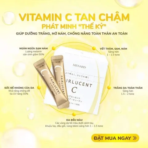 Bột Uống Trắng Da Menard Fairlucent C - 1600mg Vitamin C Hỗ Trợ Mờ Nám & Làm Sáng Da Từ Bên Trong - Sản Phẩm Làm Đẹp Da Tự Nhiên