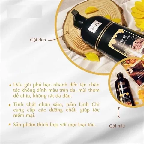 Dầu Gội Phủ Bạc Không Cần Oxy Karseell - Nhuộm Đen Tóc Bạc Ngay Sau 1 Lần Gội, Dưỡng Tóc Mềm Mượt 500ml