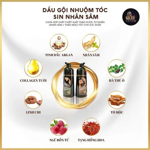 Dầu Gội Phủ Bạc Nhuộm Nâu Tóc Sin Hair Argan Oil 500ml - Chuyển Tóc Bạc Thành Nâu Thời Trang Ngay Lần Gội Đầu