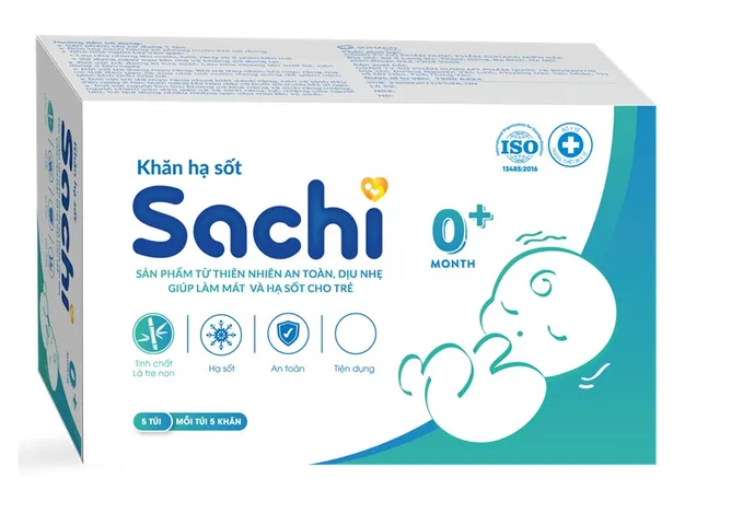 Khăn Lau Hạ Sốt Sachi Cho Bé - An Toàn, Từ Thiên Nhiên Hỗ Trợ Làm Mát và Hạ Nhiệt Cho Trẻ Sơ Sinh và Trên 3 Tháng Tuổi