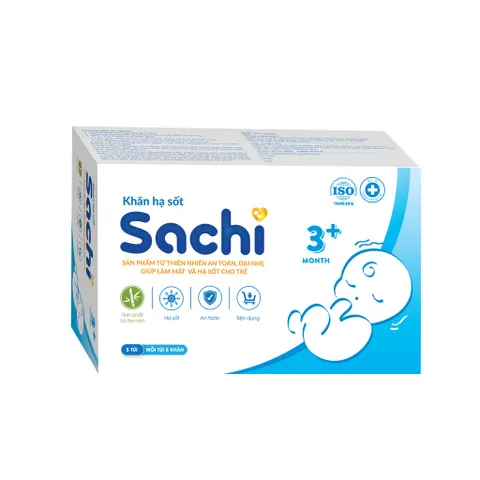 Khăn Lau Hạ Sốt Sachi Cho Bé - An Toàn, Từ Thiên Nhiên Hỗ Trợ Làm Mát và Hạ Nhiệt Cho Trẻ Sơ Sinh và Trên 3 Tháng Tuổi