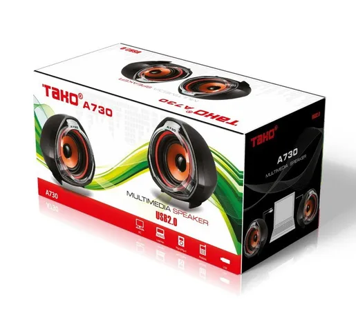 Loa Máy Tính 2.0 Tako A730 - Công Suất 6W, Âm Thanh Rõ Nét, Tương Thích Nhiều Thiết Bị, Thiết Kế Hiện Đại, Bass Tuyệt Vời